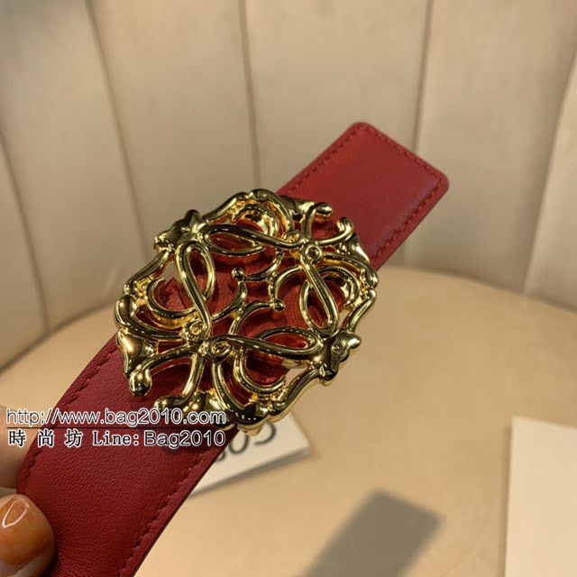 LOEWE女士皮帶 羅意威經典銅扣手掌紋雙面牛皮腰帶  jjp1806